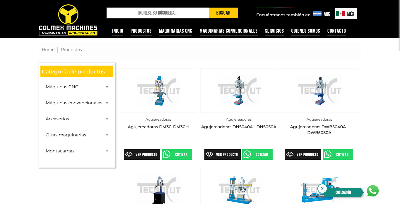 Página de inicio del sitio web dinámico