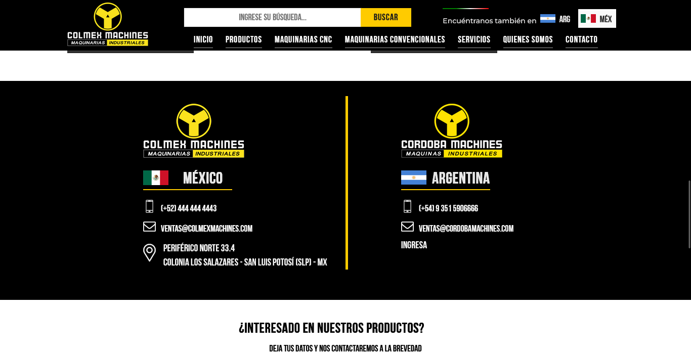 Página de inicio del sitio web dinámico