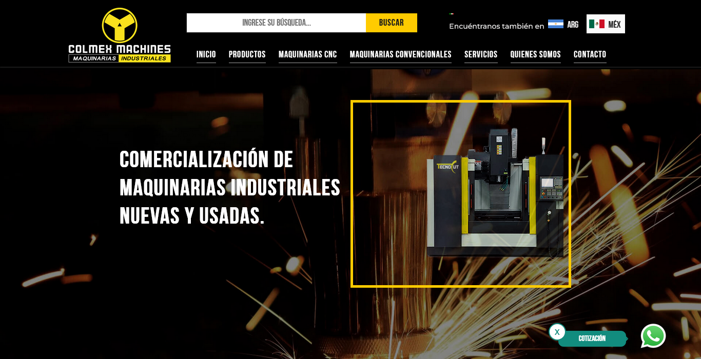 Página de inicio del sitio web dinámico
