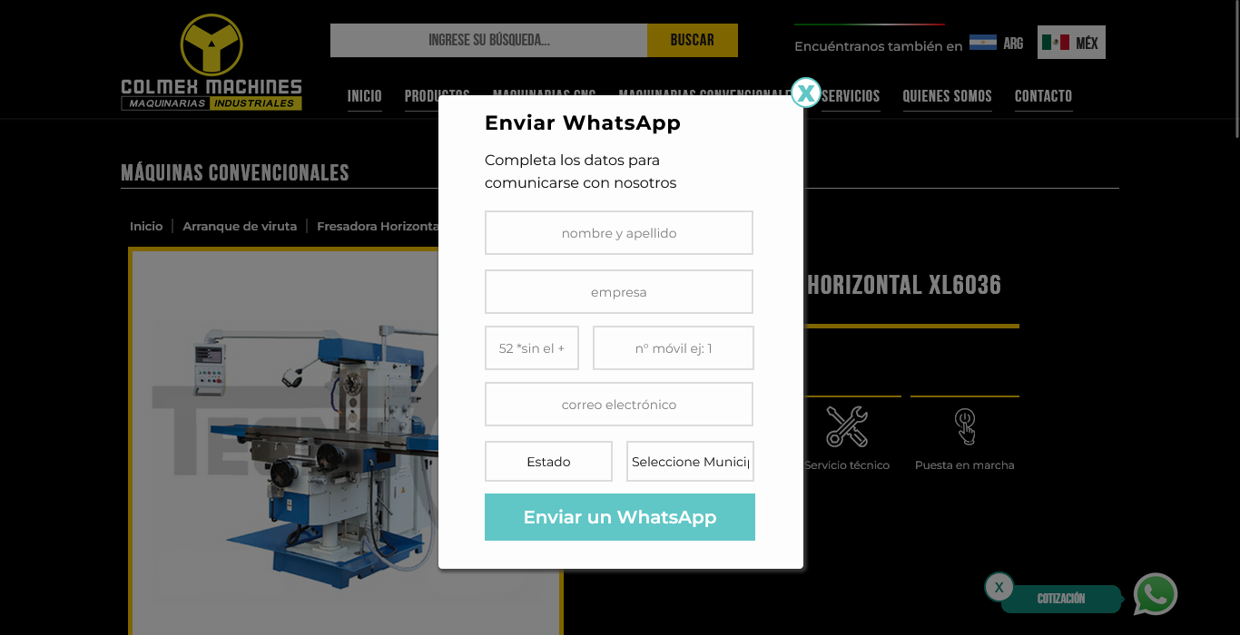 Página de inicio del sitio web dinámico